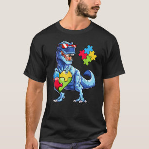 Camiseta Peça de Puzzle de Dinossauro Conscientização sobre