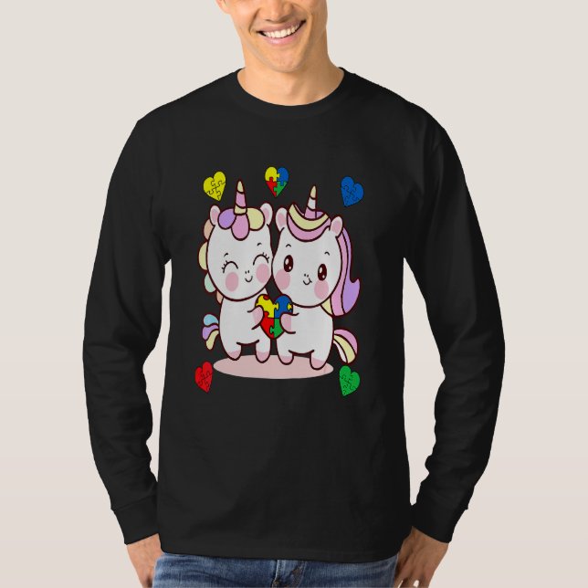 Camiseta Peça de Puzzle do Coração de Unicórnio Conscientiz (Frente)