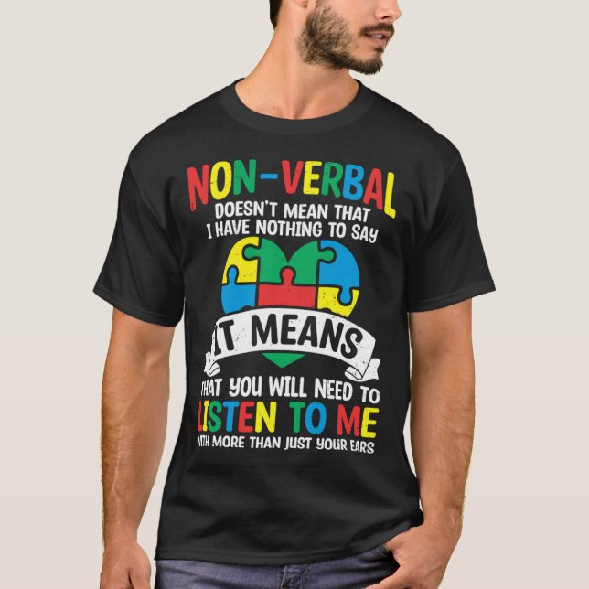 Camiseta Peça de Quebra-Cabeça Apoio Autismo Não Verbal Aut (Frente)