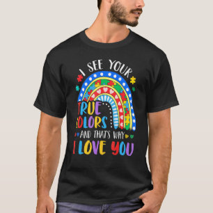 Camiseta Peça de Quebra-Cabeça Arco-Íris Eu Vejo Suas Cores