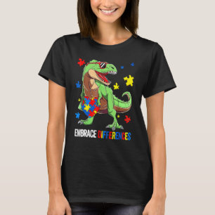 Camiseta Peça de Quebra-Cabeça Autismo T Rex Dinossauro Abr