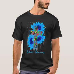 Camiseta Peça de Quebra-Cabeça Cruz da Bandeira Americana C