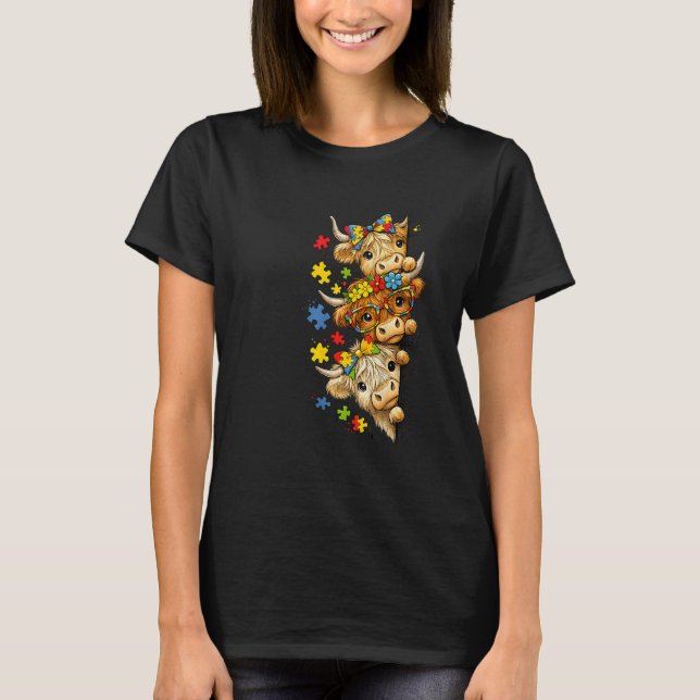 Camiseta Peça de Quebra-Cabeça de Conscientização sobre Aut (Frente)