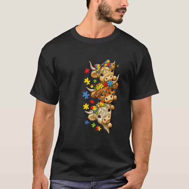 Camiseta Peça de Quebra-Cabeça de Conscientização sobre Aut (Frente)