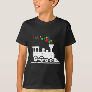 Camiseta Peça de quebra-cabeça de trem Conscientização do A