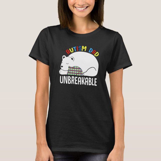 Camiseta Peça de Quebra-Cabeça Papai Urso Inquebrantável Co (Frente)