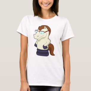 Camiseta Peça de xadrez Cavalo como Cavalo com Óculos Solar