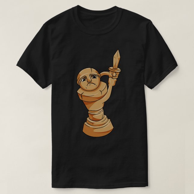 Camiseta Peça de xadrez de pawn no xadrez com espada (Frente do Design)