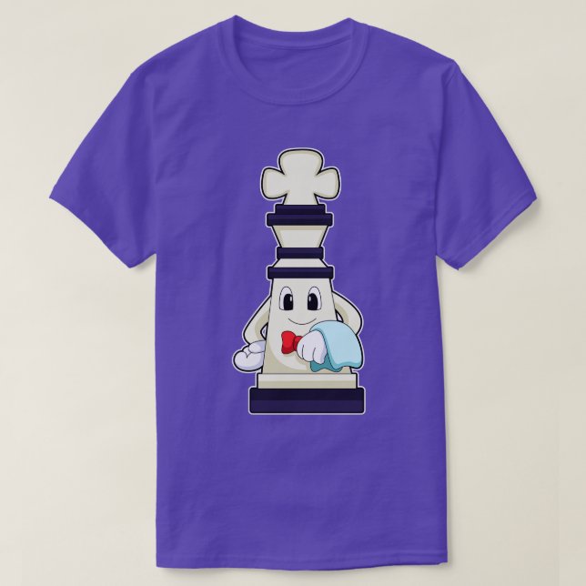 Camiseta Peça de xadrez King como Garçom com Toalha (Frente do Design)