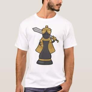Camiseta Peça de xadrez Rainha no xadrez com espada