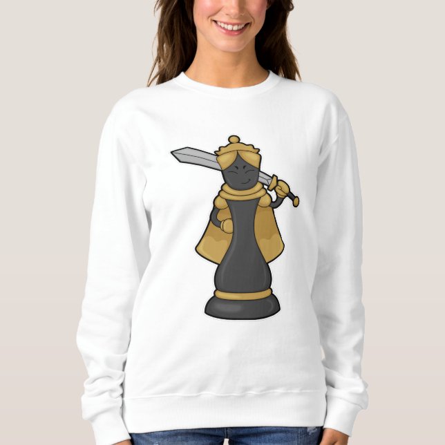 Camiseta Peça de xadrez Rainha no xadrez com espada (Frente)