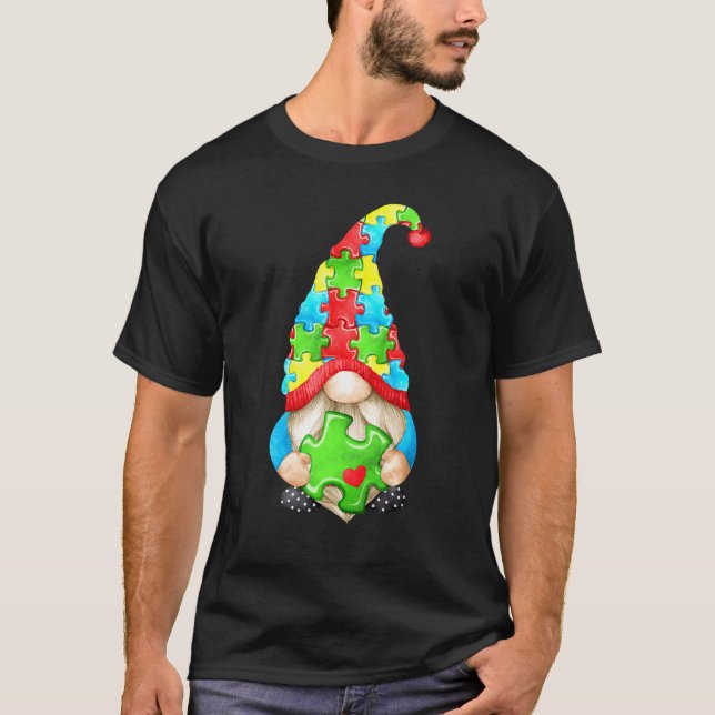 Camiseta Peça do quebra-cabeça Gnomie de conscientização so (Frente)