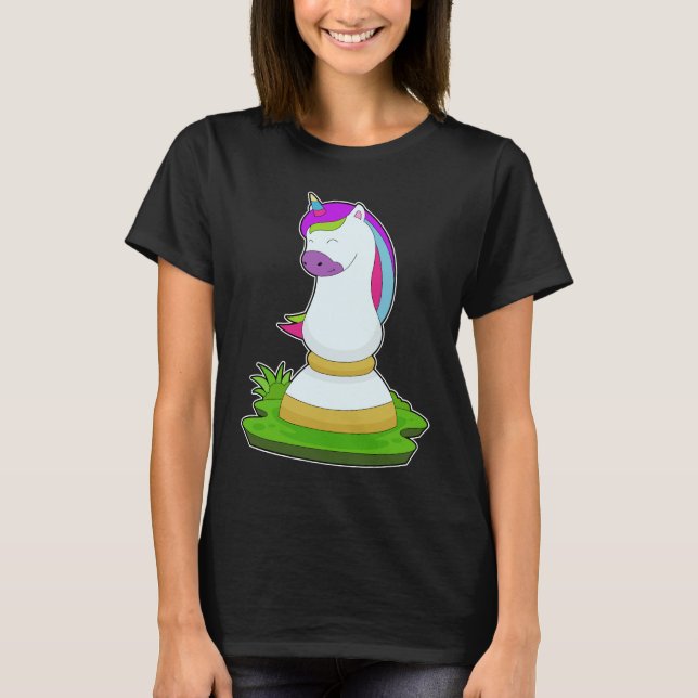 Camiseta Peça do Unicorn Chess Knight Chess (Frente)