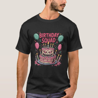 Camiseta Peça Negra De Humor Escuro De Bolo De Bolo De Aniv