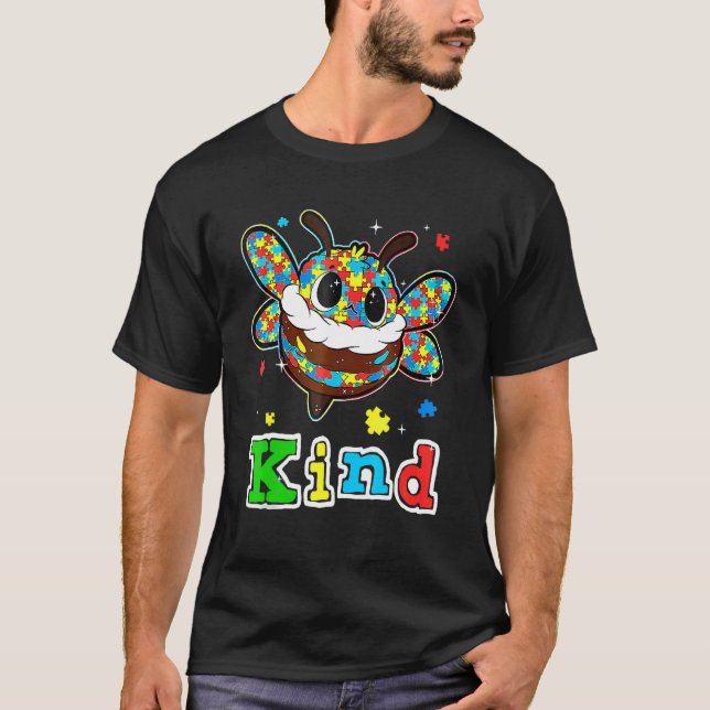 Camiseta Peça Quebra-Cabeça Autismo Abelha Fofa Co (Frente)