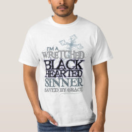 Camiseta pecador hearted preto miserável salvar pela
