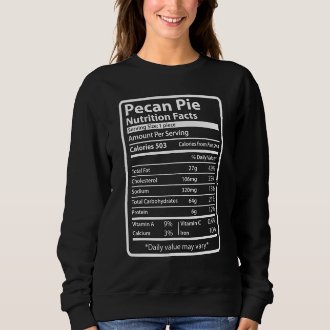 Camiseta Pecan Pie Nutrition Facts Comida para o Natal (Frente)