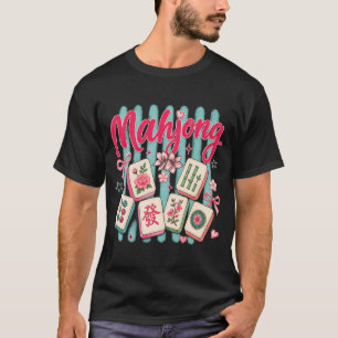 Camiseta Peças de Mahjong Preppy Rosa Coquette Jogadora de