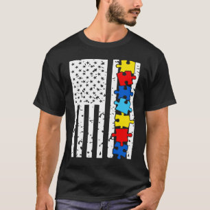 Camiseta Peças de Puzzle da Bandeira Americana de Conscient
