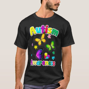 Camiseta Peças de Puzzle de Borboleta de Conscientização do