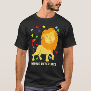 Camiseta Peças de Puzzle de Leão de Conscientização do Auti