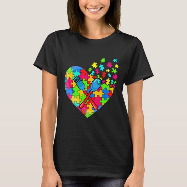 Camiseta Peças de Quebra-cabeça de Coração de Chef dão supo (Frente)