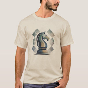 Camiseta Peças de Xadrez Cavaleiro Vintage Tendência