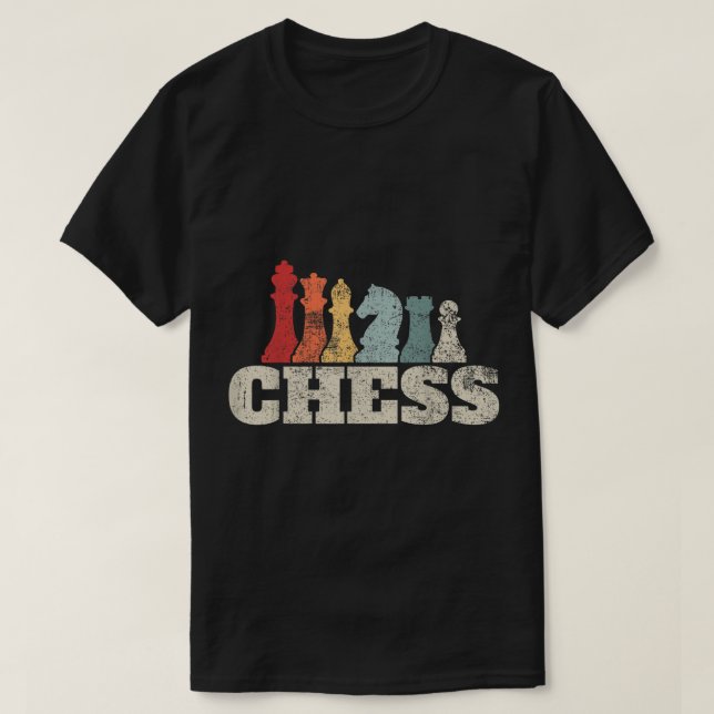 Camiseta Peças de Xadrez com Design Retro (Frente do Design)