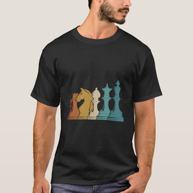 Camiseta Peças De Xadrez Retro (Frente)