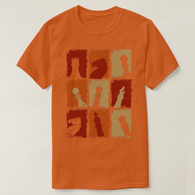 Camiseta Peças de Xadrez Retro 2 (Frente do Design)