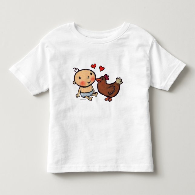 Camiseta Peck bonito da galinha de Brown no mordente para o (Frente)