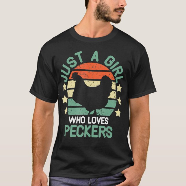 Camiseta Peckers Só Uma Menina Que Adora Peckers galinha (Frente)