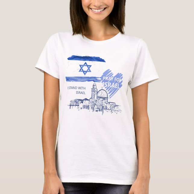 Camiseta Peço a Israel que me associe a Israel. Paz mundial (Frente)
