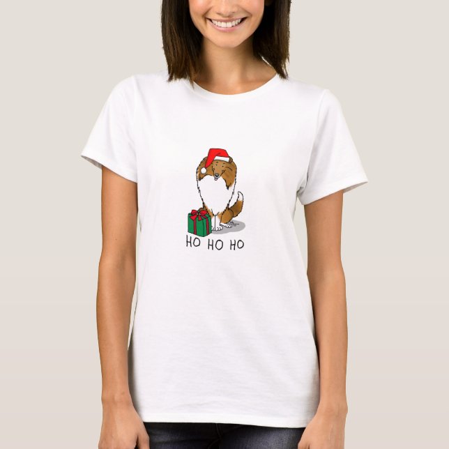 Camiseta Pecuária Shetland de Santa Hat (sable) de Natal (Frente)