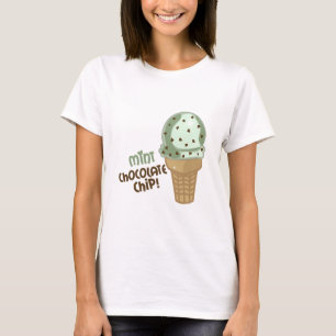 Camiseta Pedaços de chocolate da hortelã com texto