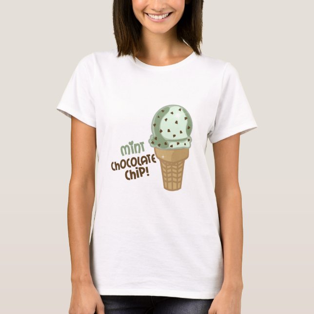 Camiseta Pedaços de chocolate da hortelã com texto (Frente)
