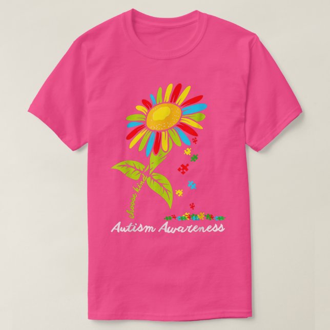 Camiseta Pedaços de Quebra-cabeça de girassol escolhem Auti (Frente do Design)