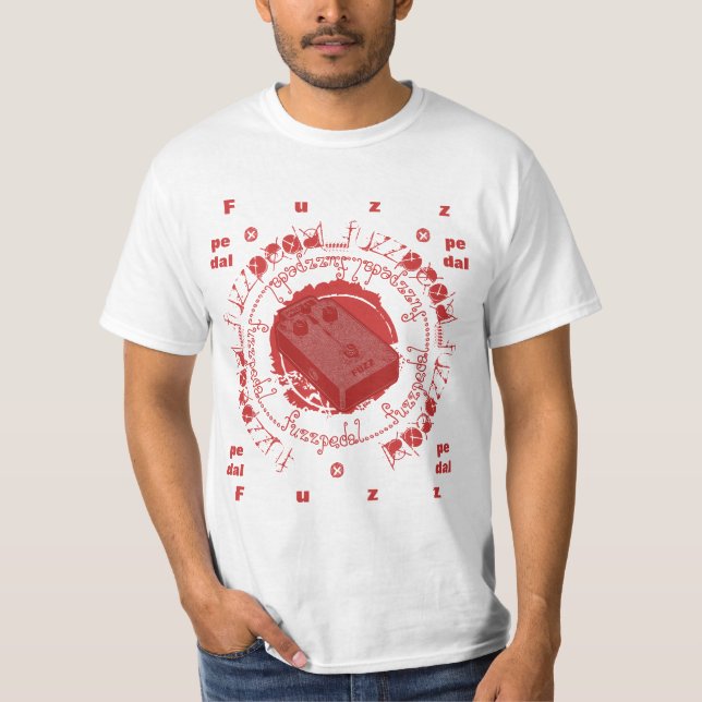 Camiseta Pedal da poeira de papel da guitarra, colagem (Frente)