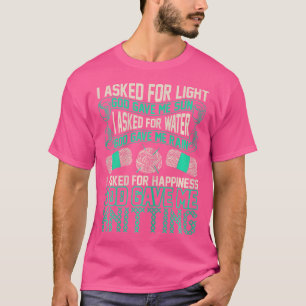 Camiseta Pedi a Felicidade que Deus me Deu Tricô Tsh