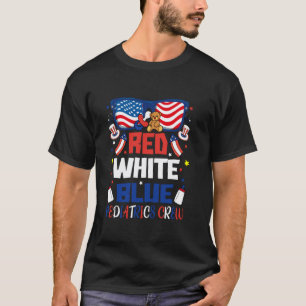 Camiseta Pediatria Vermelho Branco Azul Equipe Enfermeira P