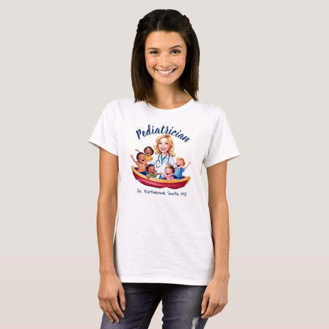 Camiseta pediatric doctor antistress boat with children (Frente Completa)