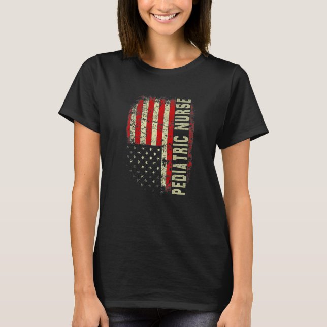 Camiseta Pediatric Nurse 4th Of July US Flag Patriotic Nurs (Frente)