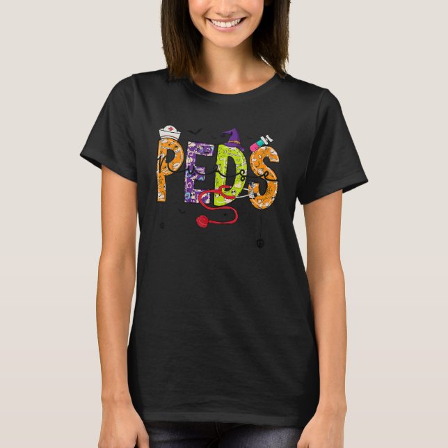 Camiseta Pediatric Nurse Halloween Pediatric Nursing  Peds  (Frente)