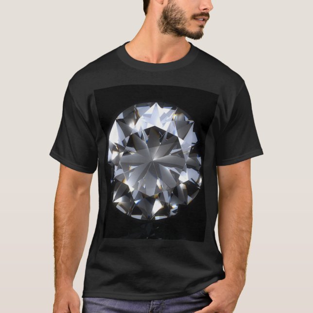 Camiseta Pedra de diamante: faísca do espaço negro. (Frente)