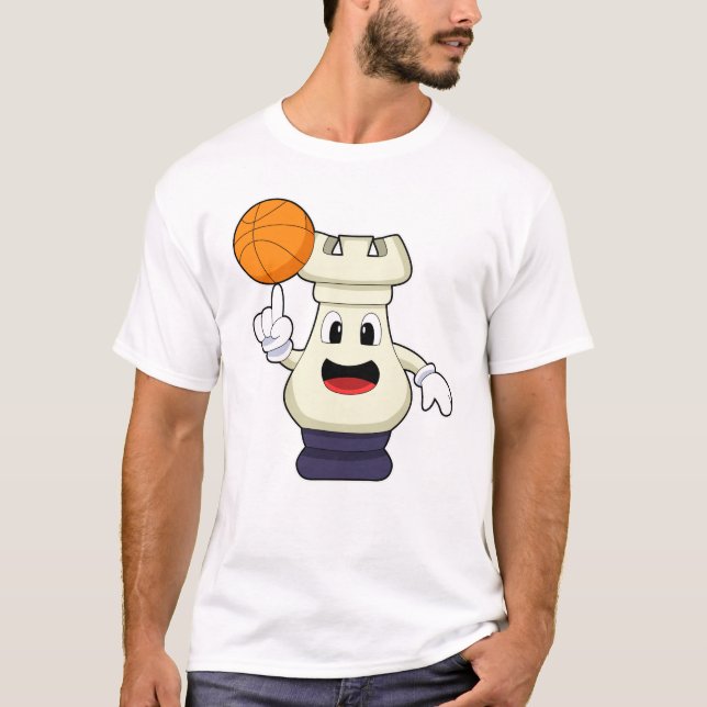 Camiseta Pedra de xadrez Rook no basquetebol (Frente)