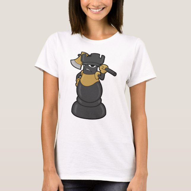 Camiseta Pedra de xadrez Rook no xadrez com Ax (Frente)