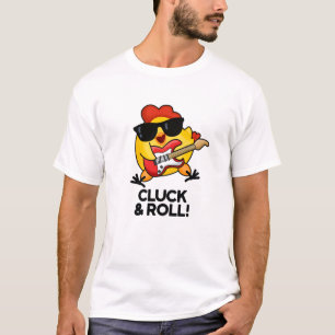 Camiseta Pedra e Roll Cute Rock n Roll Chicken Pun
