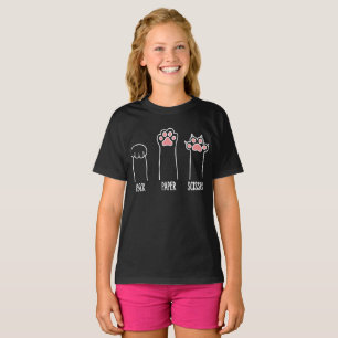 Camiseta Pedra Papel Tesoura Pata de Gato Divertida