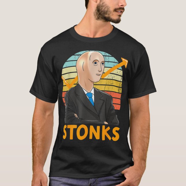 Camiseta Pedras Cara Meme Engraçado Broker Stonks (Frente)