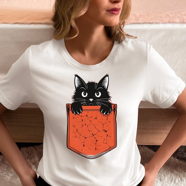 Camiseta Peekaboo Black Cat Pocket  (Criador carregado)